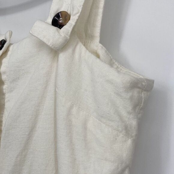Topshop UK Linen Blend Jumpsuit Romper Wide Leg Cropped  Boho Cream Size US 4 - Picture 9 of 13